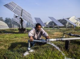 Pumping groundwater with the energy generated from solar panels